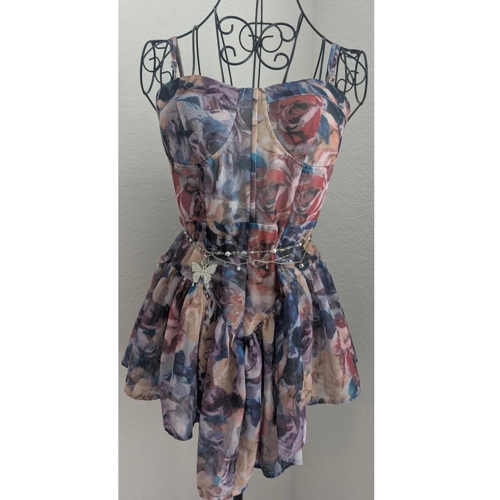 Cider Floral Watercolor Mini Dress in Lavender, Pink, Blue